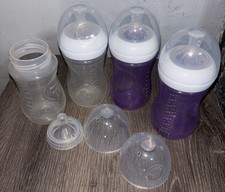 Lote de frascos Phillips Avent #3 mamilos naturais 9 oz. Garrafas 2 roxas e 2 transparentes, usado comprar usado  Enviando para Brazil