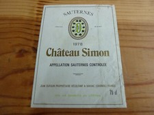 Usado, étiquette vin chateau Simon 1978 Sauternes wine label comprar usado  Enviando para Brazil