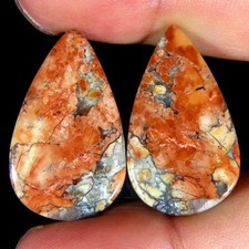 Par de pera jaspe maligano 100% natural 34,30 ct 16x28x4 mm pedra preciosa superior rara comprar usado  Enviando para Brazil