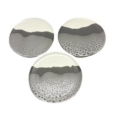 Conjunto de 3 pratos de salada/sanduíche CRATE & BARREL Stella preto branco abstrato 8,5” comprar usado  Enviando para Brazil