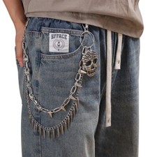 Chaveiro Halloween Ghost carteira corrente elos rebitados caveira calça corrente unissex Y2K, usado comprar usado  Enviando para Brazil