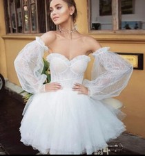 Mini vestido de tule de formatura para festa namorada com mangas folhadas removíveis. Tamanho S comprar usado  Enviando para Brazil