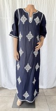 Vestido maxi Tory Burch Celeste bordado mistura de linho caftan tamanho G LEIA*, usado comprar usado  Enviando para Brazil