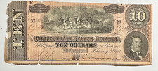 Nota de 10 dólares dos Estados Confederados da América 17/02/1864 comprar usado  Enviando para Brazil