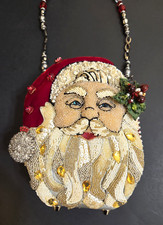 Bolsa de ombro Mary Frances Ho Ho com miçangas joias Papai Noel Natal em excelente estado usado comprar usado  Enviando para Brazil