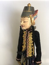 Usado, Boneco Wayang Golek Vintage de Madeira Esculpido à Mão Pintado com Etiqueta comprar usado  Enviando para Brazil