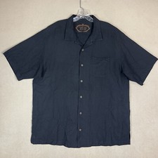 Camisa masculina Tommy Bahama XL preta TB 18 golfe seda bordada abotoada, usado comprar usado  Enviando para Brazil