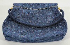 Bolsa de noite vintage meados do século moderna azul com miçangas c 1960 comprar usado  Enviando para Brazil