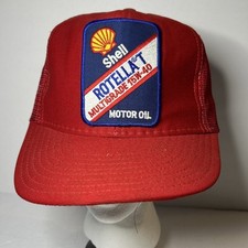 Chapéu remendo vintage Shell Rotella T multigrado 15W-40 óleo de motor caminhoneiro EUA vermelho comprar usado  Enviando para Brazil