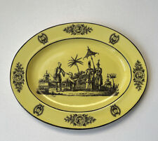 Placa oval Mottahedeh Chinoiserie amarelo preto estilo cremoso transferware -C16, usado comprar usado  Enviando para Brazil