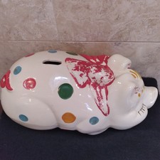 Banco de porco vintage de cerâmica bolinhas com rolha-perda de tinta-veja fotos-14" x 7" Bom comprar usado Banco de porco vintage de cerâmica bolinhas com rolha-perda de tinta-veja fotos-14" x 7" Bom comprar usado  Enviando para Brazil