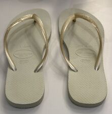 Chinelos Havaianas Slim Feminino Marfim com Alças Metálicas Tamanho 7-8, usado comprar usado  Enviando para Brazil