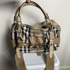 Bolsa de ombro Burberry grande Nova Check couro algodão bege Novacheck comprar usado  Enviando para Brazil