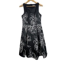 Vestido basco feminino 10 S preto branco floral cetim plissado escritório coquetel comprar usado  Enviando para Brazil
