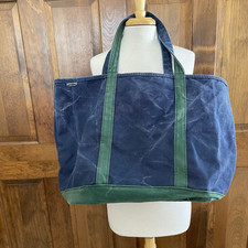 Bolsa tote vintage Lands End de lona barco XL praia viagem azul marinho alças verdes EUA 90 comprar usado  Enviando para Brazil