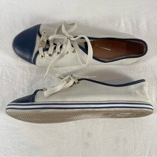 Sapato Vizzano biqueira de lona com cadarço azul creme tamanho 8 comprar usado  Enviando para Brazil