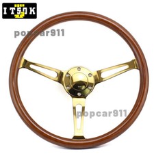 Volante de madeira 15 polegadas universal PCD 70mm flat drift ouro raio volante, usado comprar usado  Enviando para Brazil
