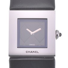 Relógio feminino CHANEL Matrasse H0116 SS/couro mostrador preto quartzo R#140973 comprar usado  Enviando para Brazil