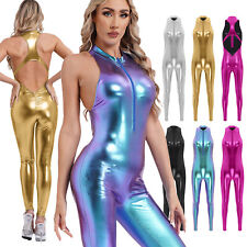 Macacão feminino~look molhado couro sexy brilhante metálico corpo inteiro macacão comprar usado  Enviando para Brazil