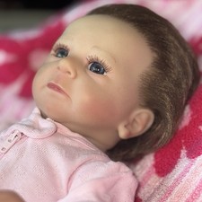 Boneca bebê renascida realborn cílios corpo macio marrom enraizado olhos azuis 18"" comprar usado  Enviando para Brazil