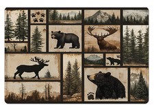 Tapete de banho Green Forest preto urso veado tapete de banheiro tapete de banho capacho 24x16" comprar usado  Enviando para Brazil