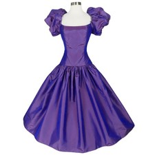 Vestido de festa vintage anos 80 roxo manga folhada tafetá laço saia completa vestido de formatura XS comprar usado  Enviando para Brazil