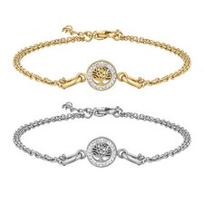 Berloque feminino brilhante strass aço inoxidável árvore da vida pulseira corrente presente comprar usado  Enviando para Brazil