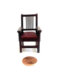 BESPAQ CASA DE BONECAS MINIATURA ESCALA 1:24" CADEIRA DE BRAÇO COM ACABAMENTO EM MOGNO comprar usado  Enviando para Brazil