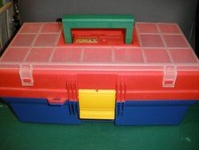 Caja de herramientas de almacenamiento de plástico de 14 pulgadas 14"x7"x6" rojo y azul usado en excelente estado segunda mano  Embacar hacia Mexico