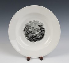 Tigela de sopa antiga Ridgway Harpers Ferry histórica americana preta transferware, usado comprar usado  Enviando para Brazil