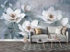 3D Kleine Daisy Blätter Blumen Graue Tapete Wandgemälde Fototapete Wandaufkleber comprar usado  Enviando para Brazil