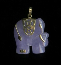 Pingente animal elefante jade roxo ouro amarelo sólido 10K 4,29 gramas 20 mm bv, usado comprar usado  Enviando para Brazil