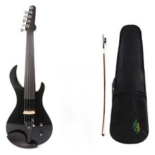 Nuevo Violín Eléctrico Negro 5 Cuerdas 4/4 Tamaño Completo Forma de Guitarra con Estuche Arco segunda mano  Embacar hacia Mexico