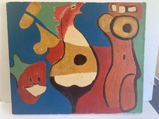 Pintura abstrata década de 1940 peixe galo colorido fêmea NYC surrealista O/C vintage comprar usado Pintura abstrata década de 1940 peixe galo colorido fêmea NYC surrealista O/C vintage comprar usado  Enviando para Brazil