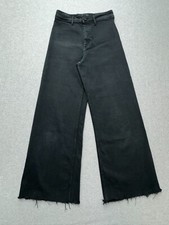 Jeans feminino Zara perna larga tamanho 6 cintura alta preto bainha crua algodão feito na Tunísia comprar usado  Enviando para Brazil