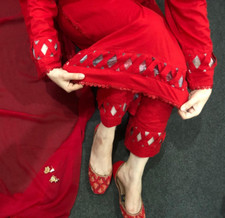 Algodão indiano paquistanês Shalwar Kameez com base de organza e Georgette Dupatta comprar usado  Enviando para Brazil