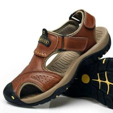 Sandalias de verano de cuero para hombre playa punta cerrada zapatos deportes al aire libre senderismo tangas segunda mano  Embacar hacia Mexico