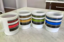 Conjunto 4 Canecas Empilháveis VINTAGE 1960s Anchor Hocking FIRE KING SUPER LISTRA EXCELENTE/cond comprar usado  Enviando para Brazil