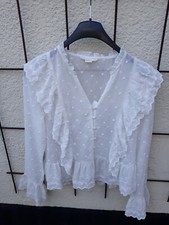 Rüschenbluse stickerei cremew gebraucht kaufen  Hürth