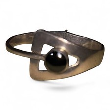 Pulseira de prata esterlina mexicana pesada ônix frente design modernista comprar usado  Enviando para Brazil