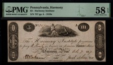 1817 $3 ESCASSO Instituto Harmonia, Harmonia, PA PMG AU 58 EPQ Nota Quebrada! comprar usado  Enviando para Brazil