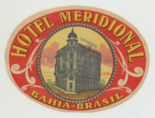 Hotel Meridional - Bahia / Brazil (Vintage Luggage Label) comprar usado  Enviando para Brazil