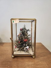 Árvore de Natal vintage dentro de latão e vidro caixa de exibição 6" de altura comprar usado  Enviando para Brazil