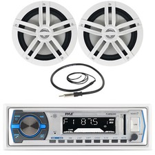Receptor de rádio AM/FM USB PYLE PLMRB29W barco iate, 2x 6,5" alto-falantes, antena comprar usado  Enviando para Brazil
