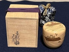Utensílios para cerimônia do chá Natsume Tsuji Seisai laca branca pera ouro Makie na caixa comprar usado  Enviando para Brazil