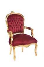 Poltrona Sedia TESSUTO ROSSO DAMASCATO LEGNO FOGLIA ORO LUIGI XVI con braccioli, usado comprar usado  Enviando para Brazil