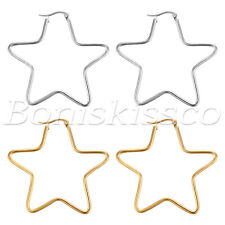 Brincos femininos articulados de aço inoxidável polido com argola em forma de estrela de cinco pontas, usado comprar usado  Enviando para Brazil