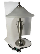 Abajur de mesa Deco Torchiere 24” - Aço inoxidável - 16” fosco Hobnail vidro sombra, usado comprar usado  Enviando para Brazil