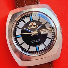 Relógio automático Orient mostrador azul e preto couro marrom F469647-70 para reparo comprar usado  Enviando para Brazil