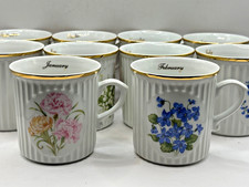 Conjunto completo de 12 canecas de café Astor flor boêmia original do mês comprar usado  Enviando para Brazil
